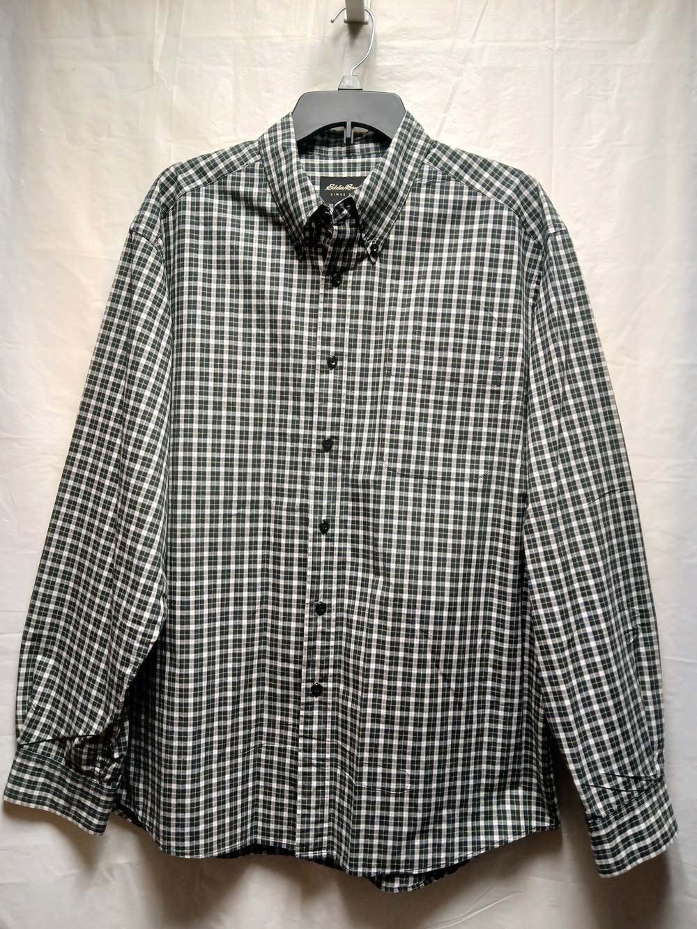 Eddie Bauer Men's Green Plaid Button-Down Shirt